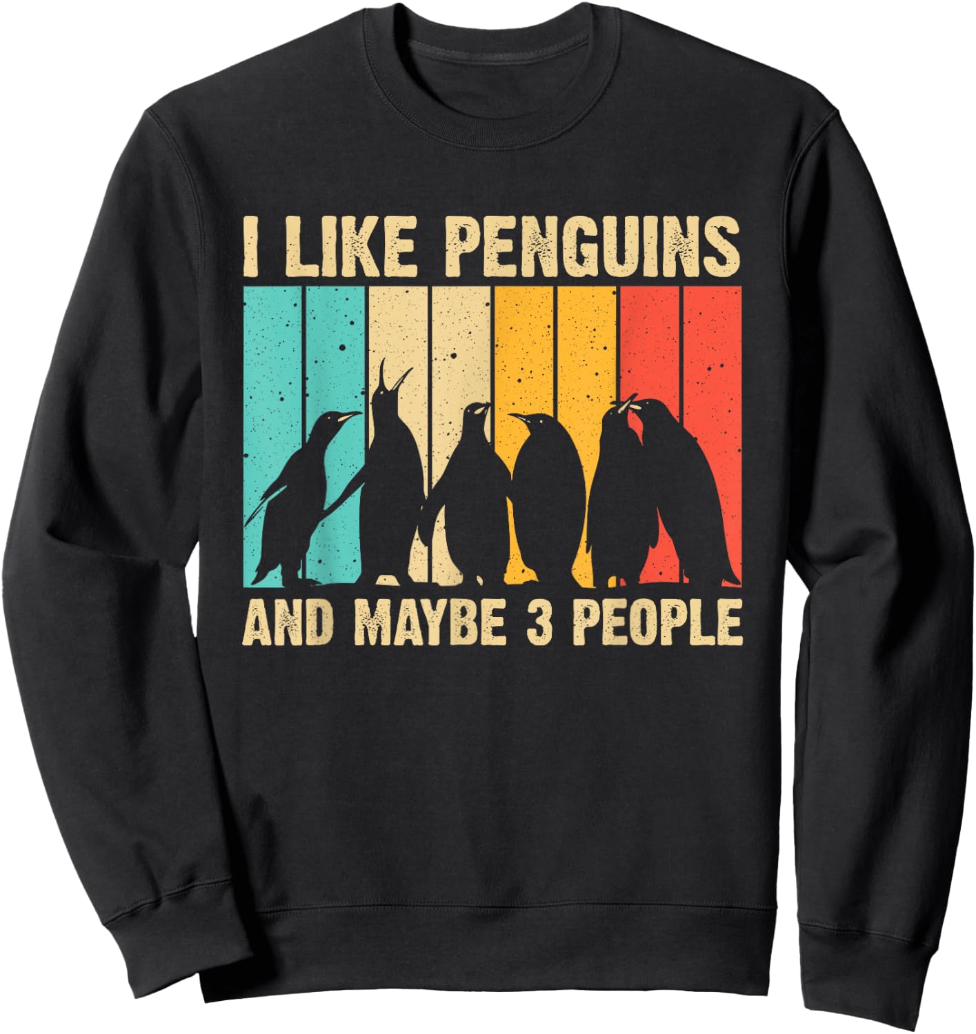 Cute Penguin Design Women Kids Retro Penguin Lover Sweatshirt - Sweatshirt | Black
