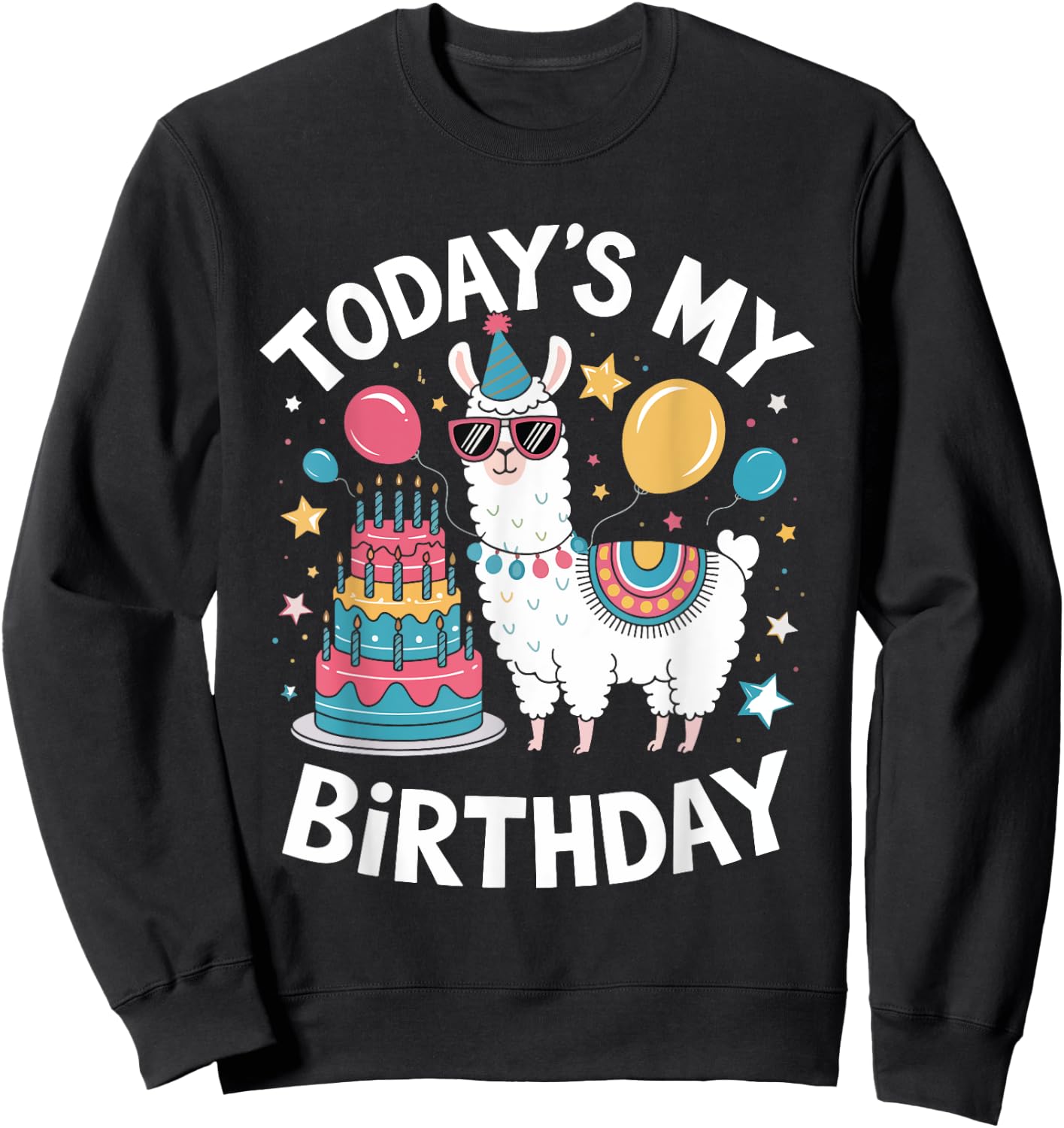 Todays My Birthday Llama Boy Family Party Decorations Sweatshirt - Sweatshirt | Black