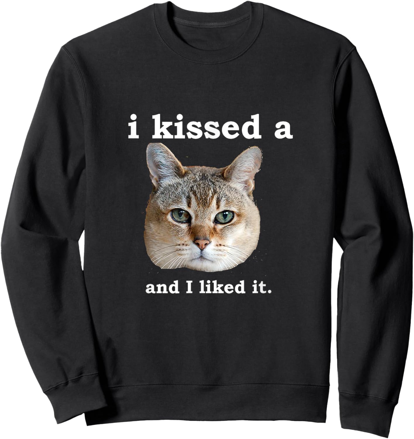 I Kissed a Cat and I Liked it Funny Novelty Design Women Girls Kids Sweatshirt - Sweatshirt | Black