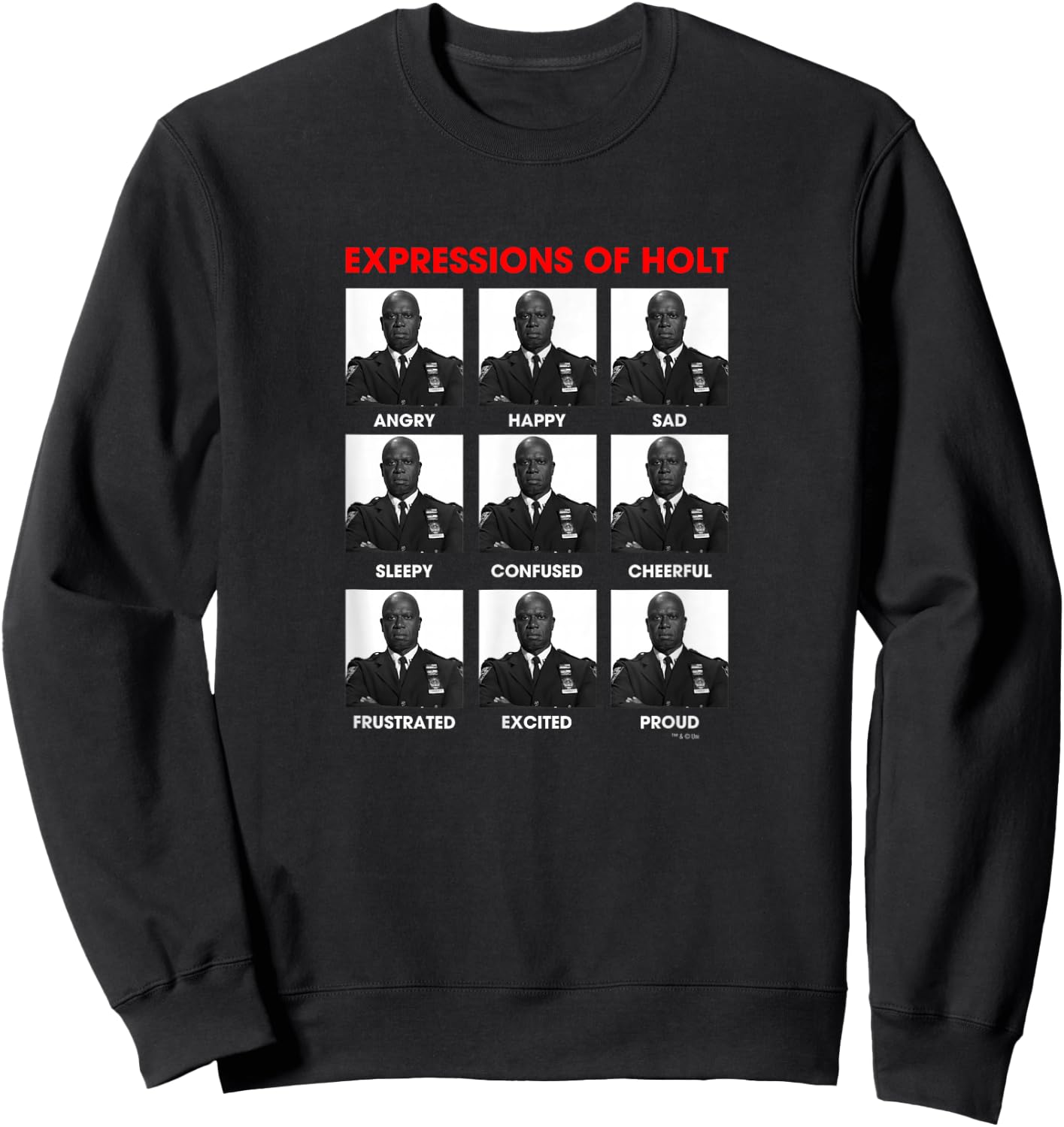 Brooklyn Nine-Nine Expressions of Holt Small Sweatshirt - Sweatshirt | Black