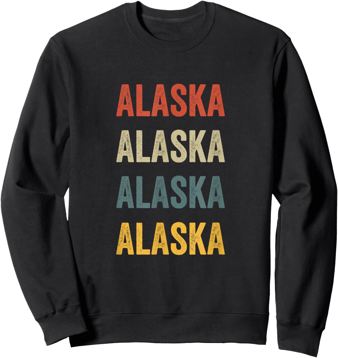 Alaska Colorful Retro Style Text Design Sweatshirt - Sweatshirt | Black