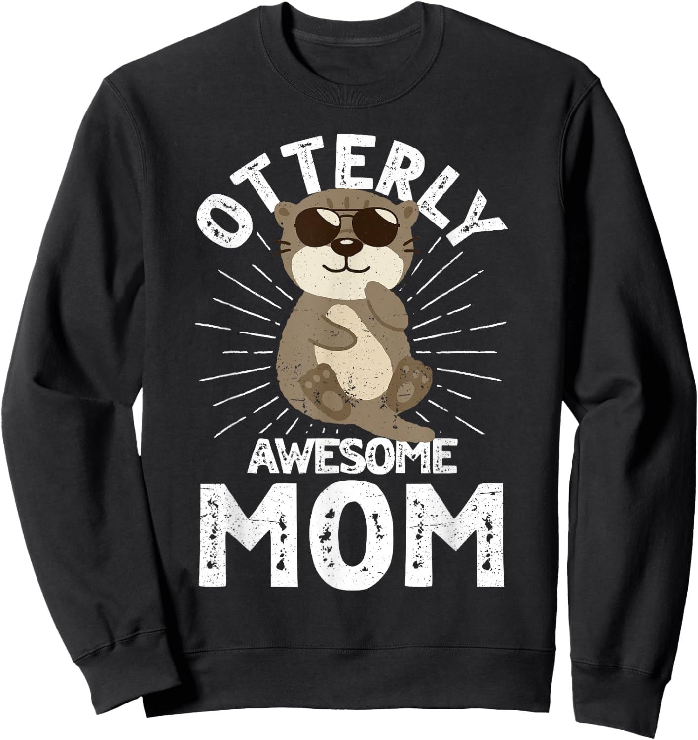 Funny Mom Otterly Awesome Mom Otter Graphic Sweatshirt - Sweatshirt | Black