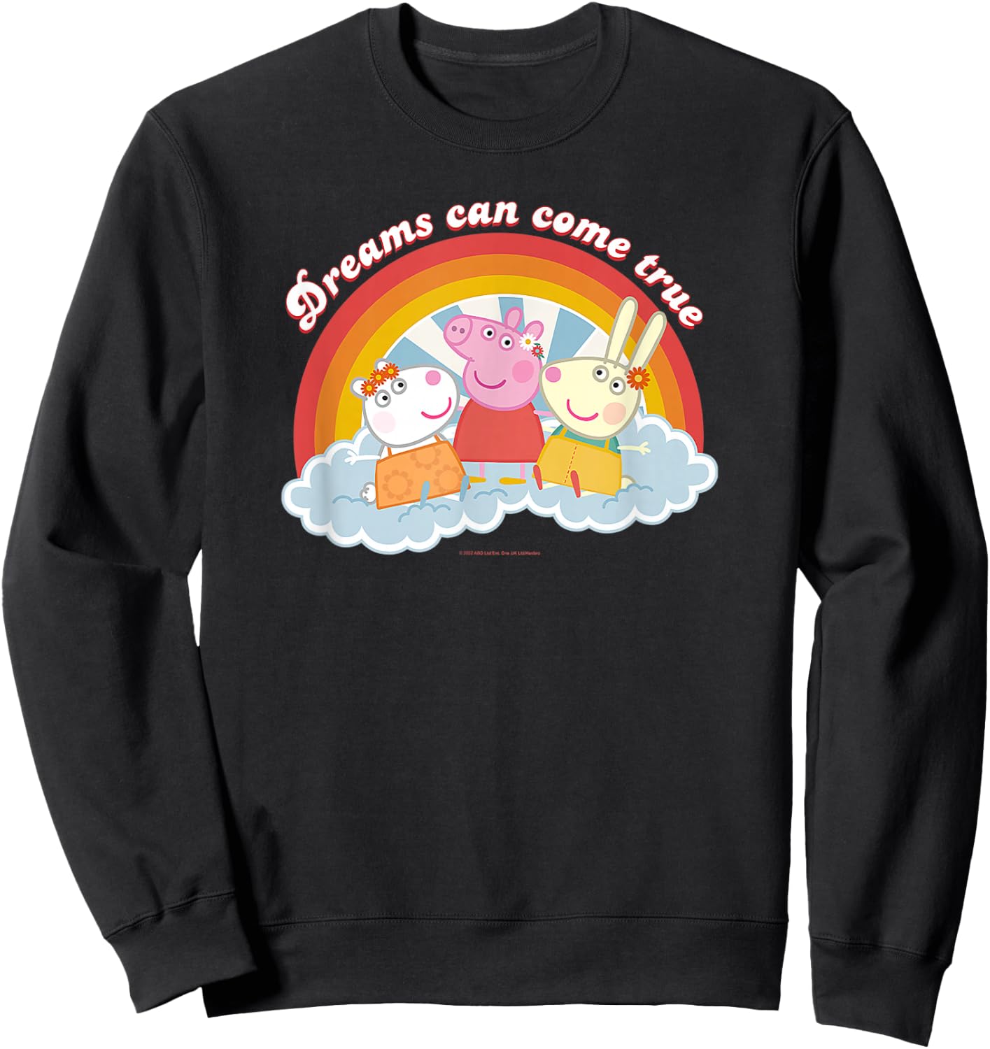 Peppa Pig Dreams Can Come True Friendship Retro Logo Sweatshirt - Sweatshirt | Black