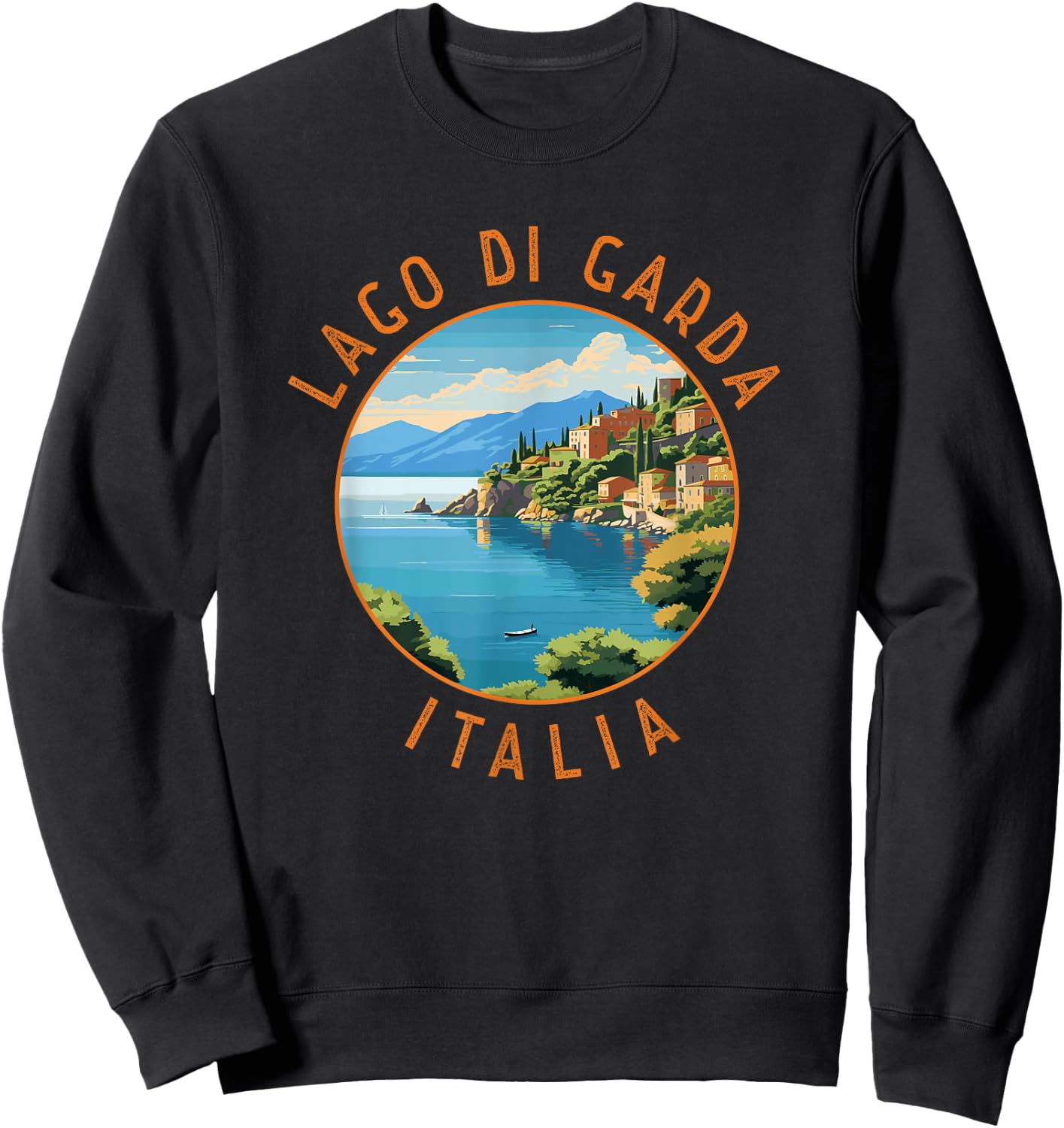 Lago di Garda Italia Retro Distressed Circle Sweatshirt - Sweatshirt | Black