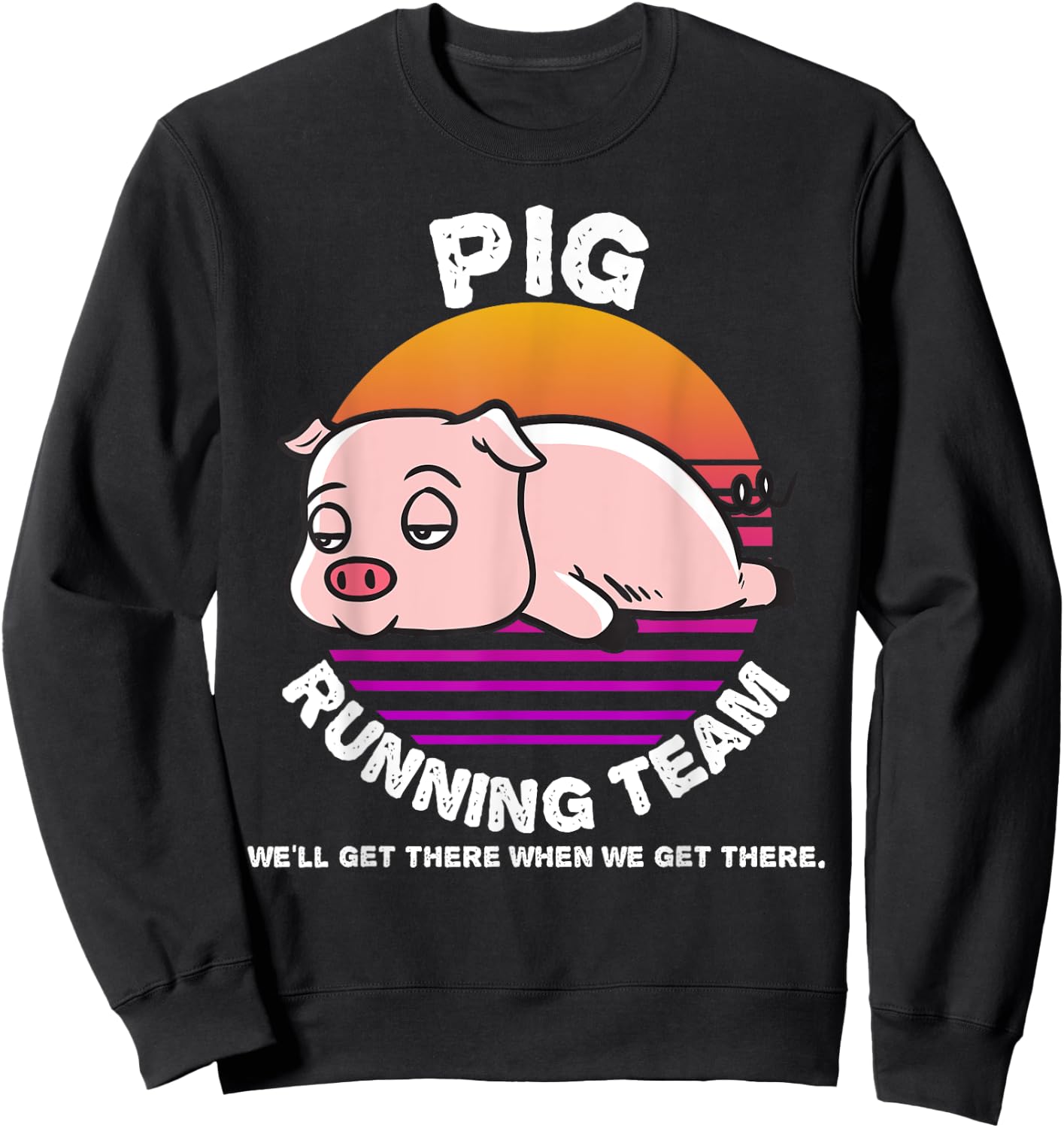 Funny Farm Pig Running Team Shirt Kids Men Women Gift Sweatshirt - Sweatshirt | Black