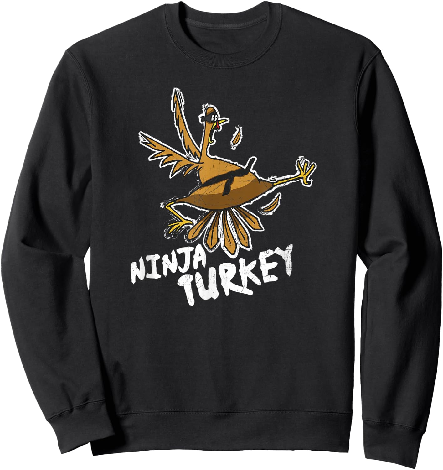 Ninja Turkey Funny Bird Thanksgiving Sweatshirt - Sweatshirt | Black