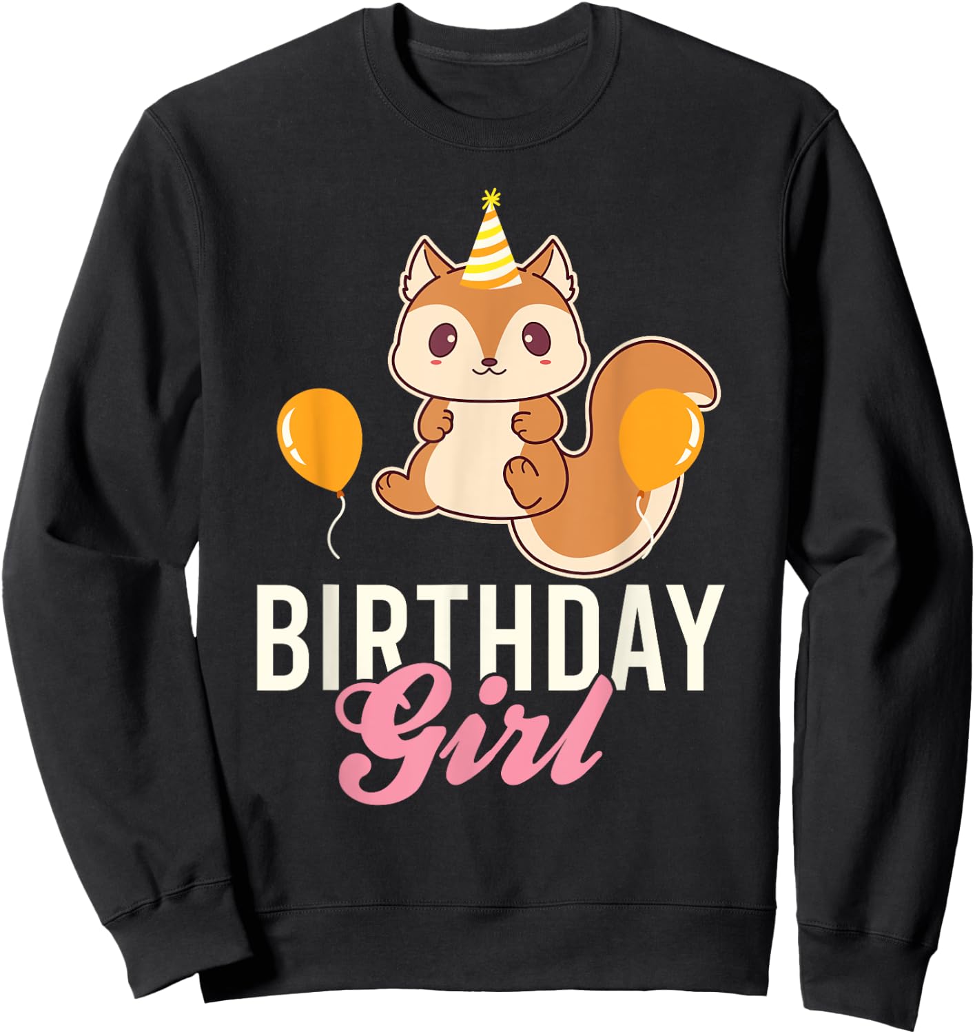 Cute Squirrel Birthday Girl Sweatshirt - Sweatshirt | Black
