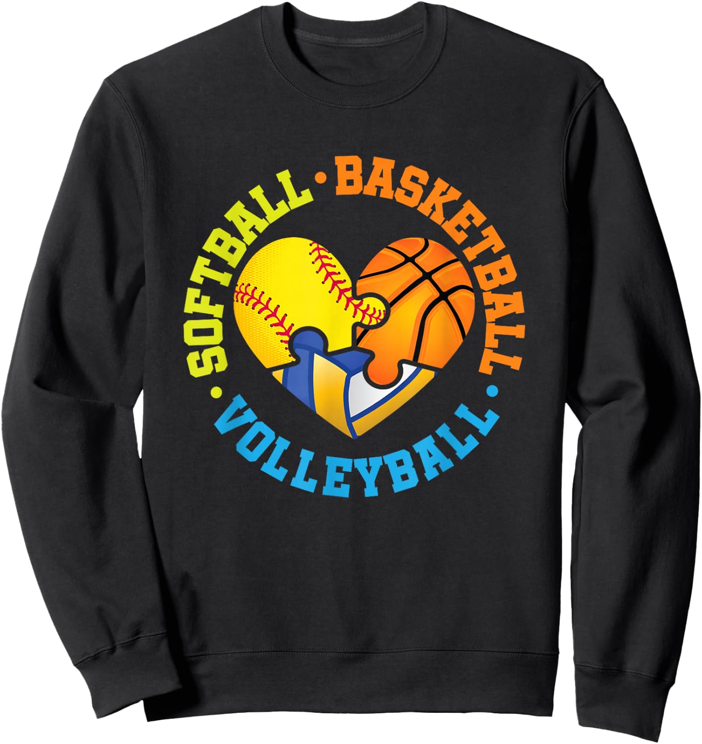Softball Basketball Volleyball Sweatshirt - Sweatshirt | Black