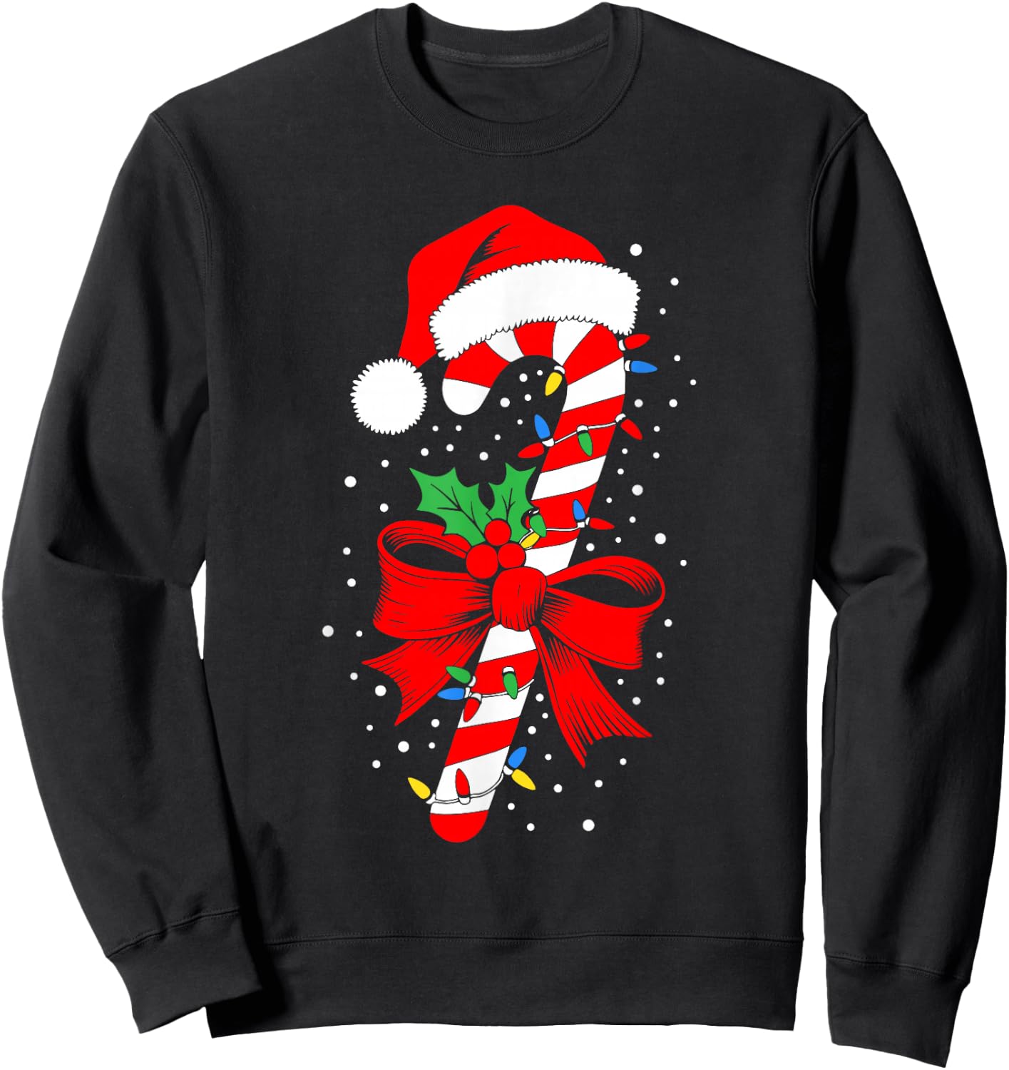 Christmas Candy Cane Shirt Boy Girl Kids Men Women , Black, S Sweatshirt - Sweatshirt | Black