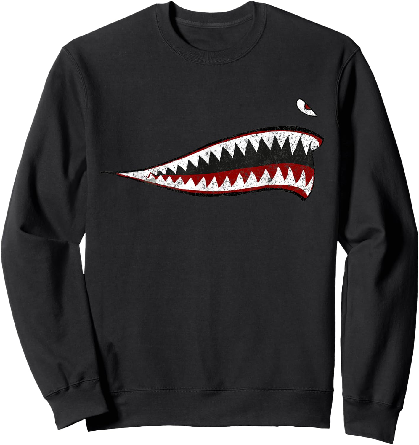Shark Teeth P-40 Warhawk Nose Art WWII WW2 Vintage Aeroplane Sweatshirt - Sweatshirt | Black