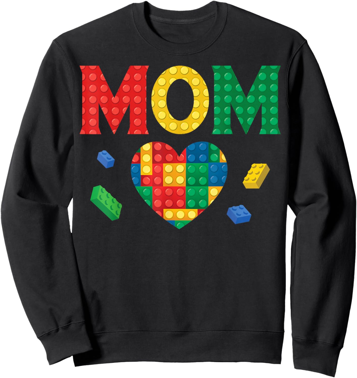 Mom Lover Master Builder Building Bricks Blocks Mothers Day Sweatshirt - Sweatshirt | Black