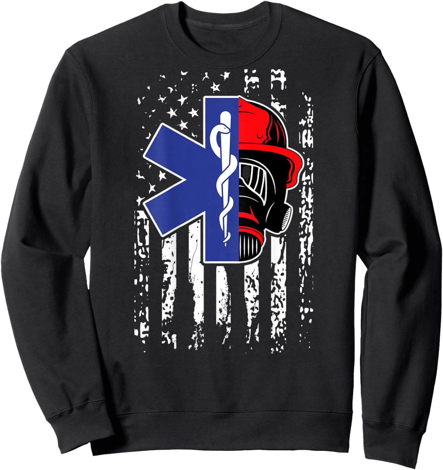 EMT Firefighter Paramedic Firefighter Gift EMS Back Print Sweatshirt - Sweatshirt | Black