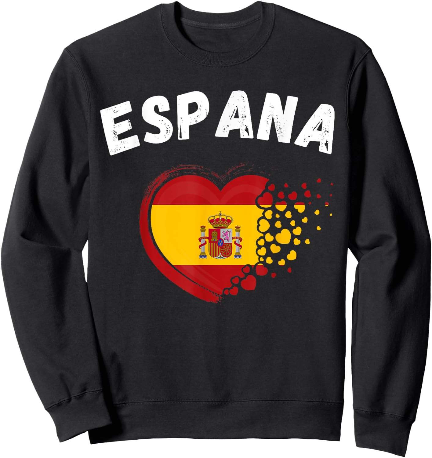 Espana Flag Espana Heart Outdoor Travel Spanish Spain , Black, S Sweatshirt - Sweatshirt | Black
