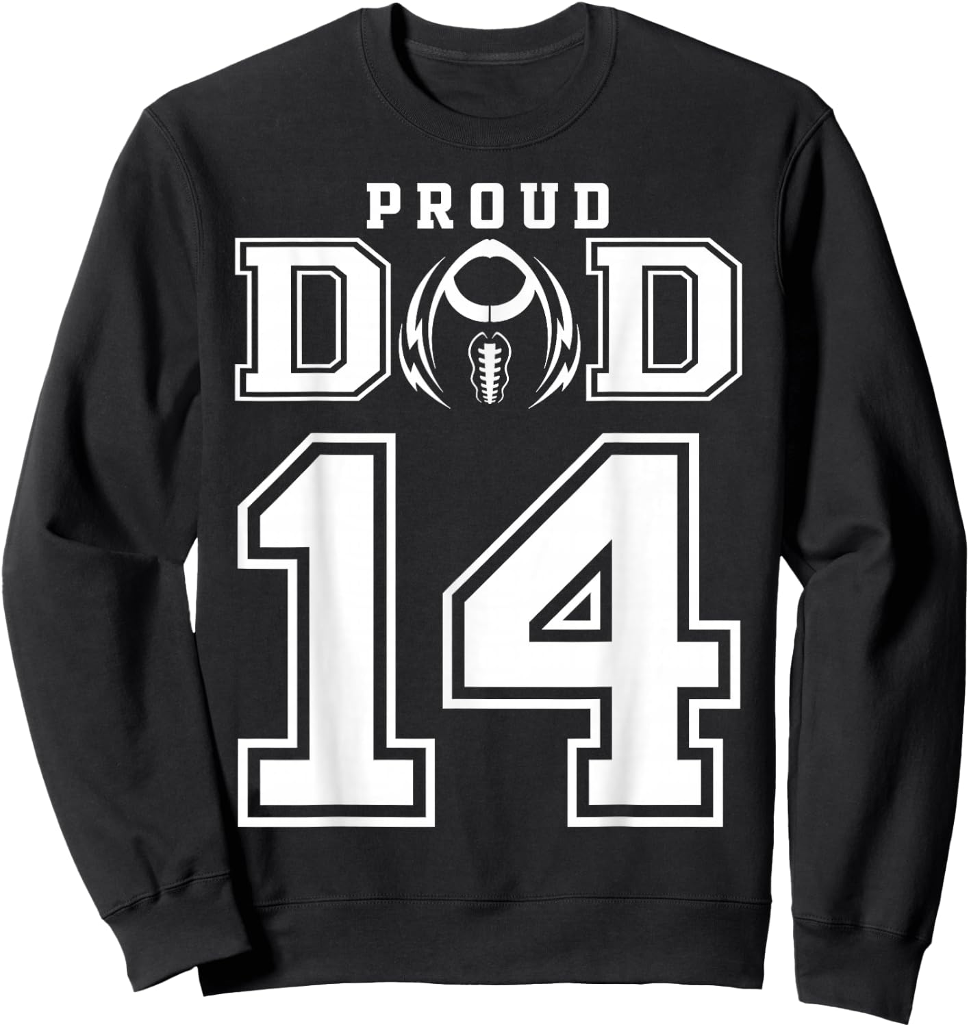 Custom Proud Football Dad Number 14 Personalized Sweatshirt - Sweatshirt | Black