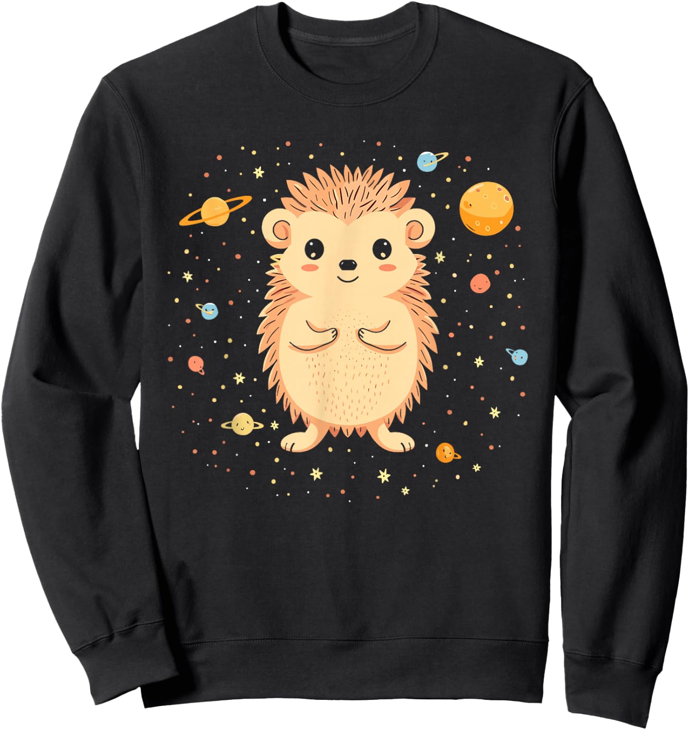 Hedgehog Space Astronaut Planets Astronomy Kids Sweatshirt - Sweatshirt | Black