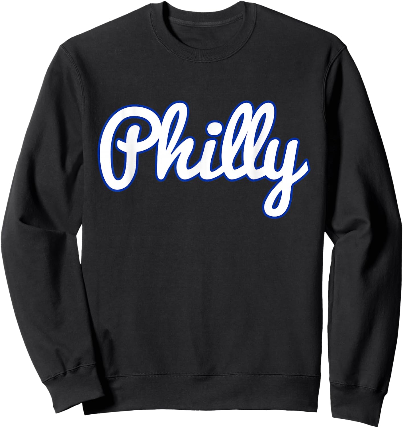 Script Philly White Blue Logo Philadelphia PA Sweatshirt - Sweatshirt | Black