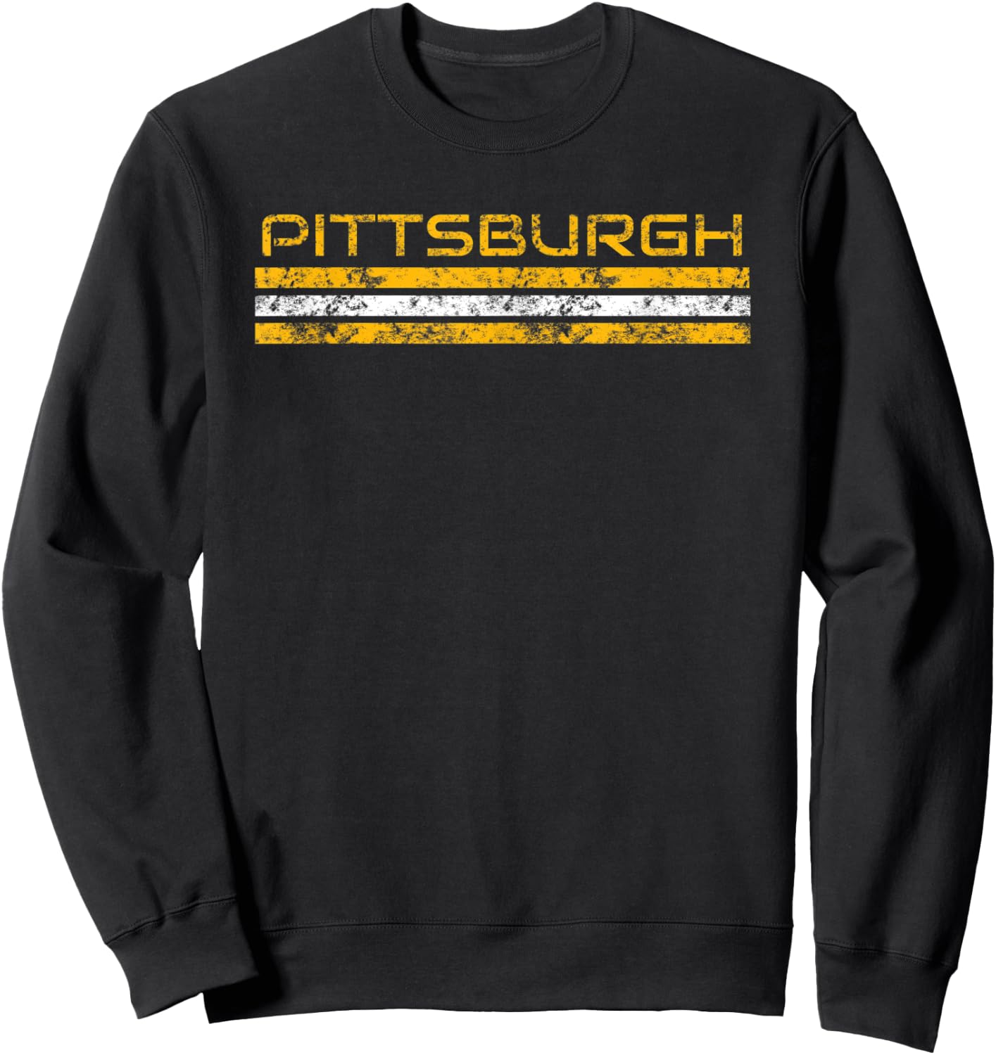 Pittsburgh Pennsylvania Vintage Three Stripe Weathered Sweatshirt - Sweatshirt | Black