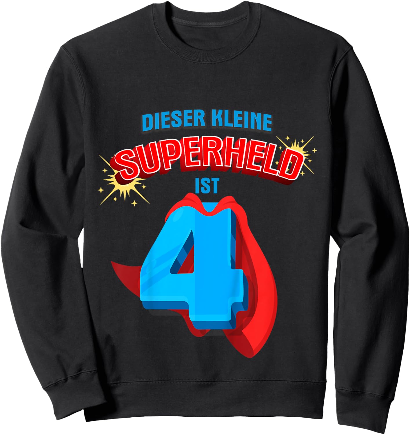Children's 4th Birthday Shirt Hero Superhero 4 Years Sweatshirt - Sweatshirt | Black