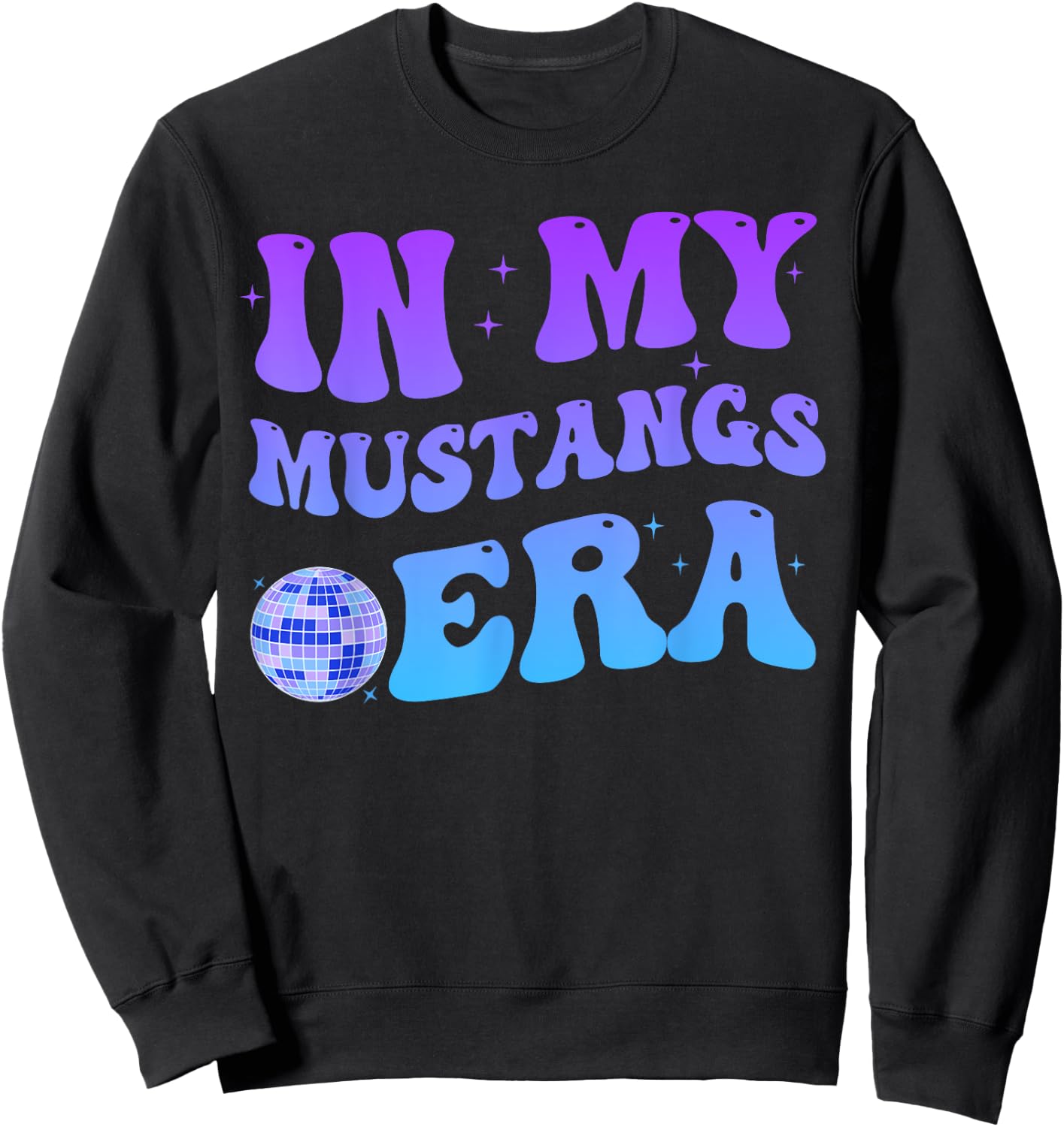 In My Mustangs Era Back to School Spirit Game Retro Groovy Sweatshirt - Sweatshirt | Black