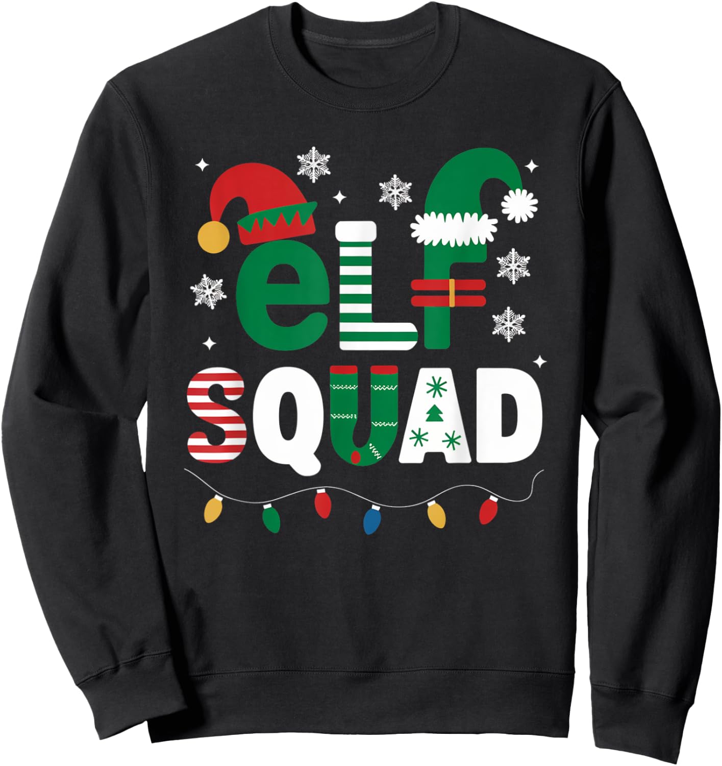 Elf Family Christmas Matching Pajamas Xmas Elf Squad Gifts Sweatshirt - Sweatshirt | Black