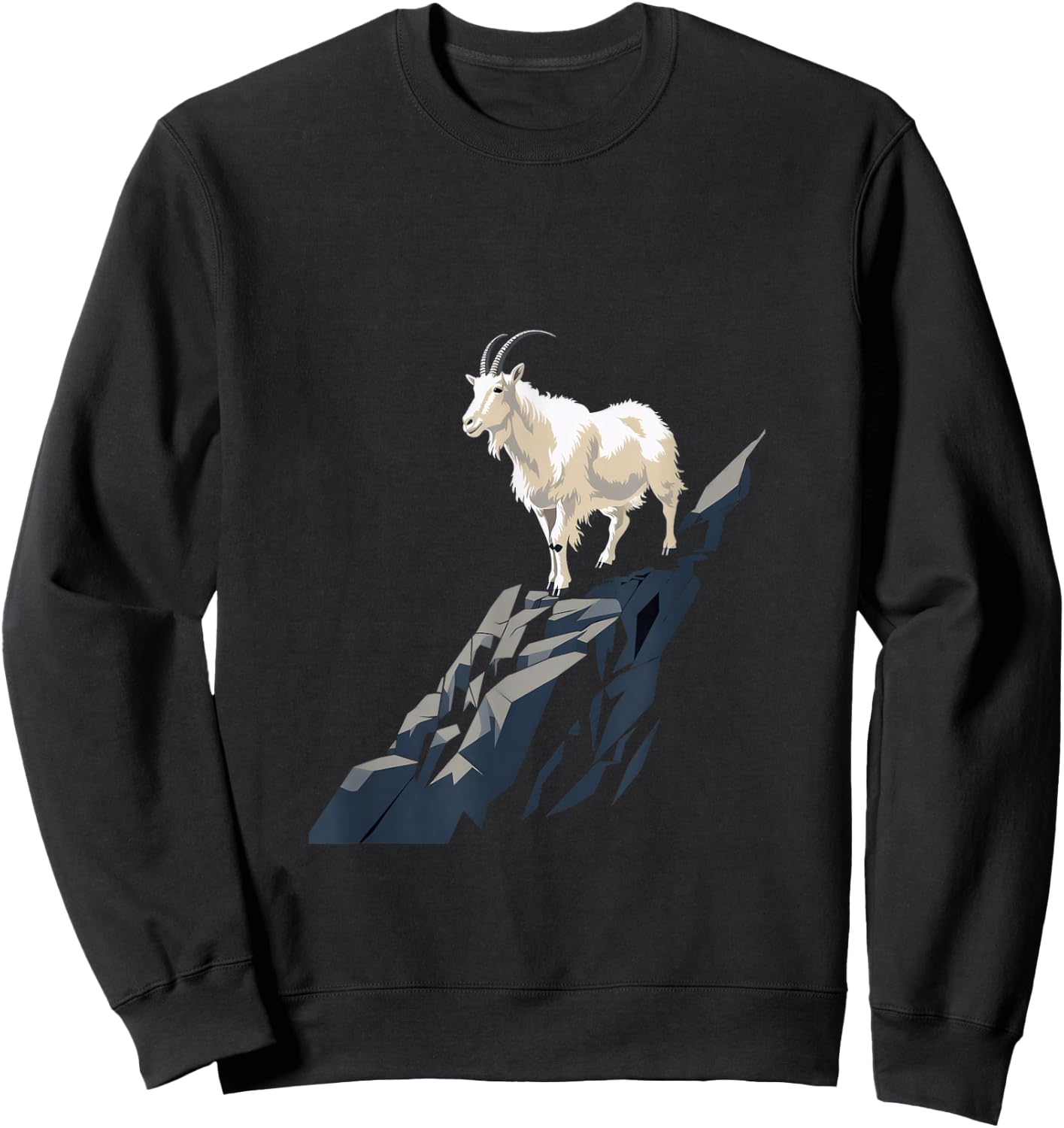 Mountain Goat Animal Rock Climbing , -Adults, Black, Small, Short Sleeve, Cotton Blend, Mountain Goat Design Sweatshirt - Sweatshirt | Black