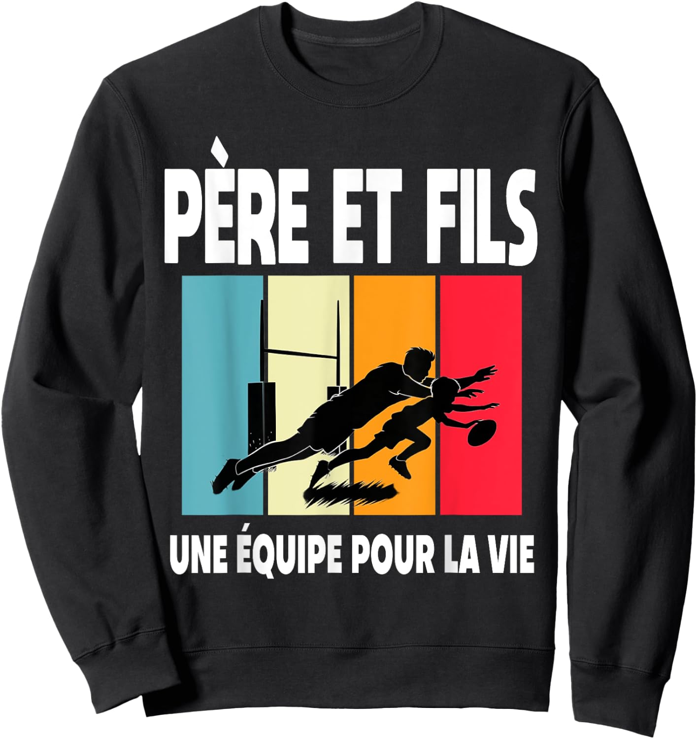 Père Et Fils Rugby Papa Rugbyman Vintage Fête Des Pères Sweatshirt - Sweatshirt | Black