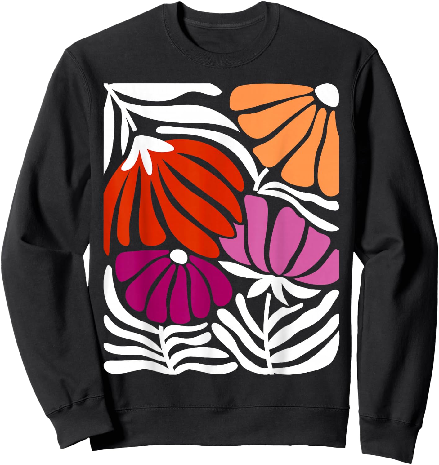 Vibrant Floral Lesbian Pride Art Sweatshirt - Sweatshirt | Black