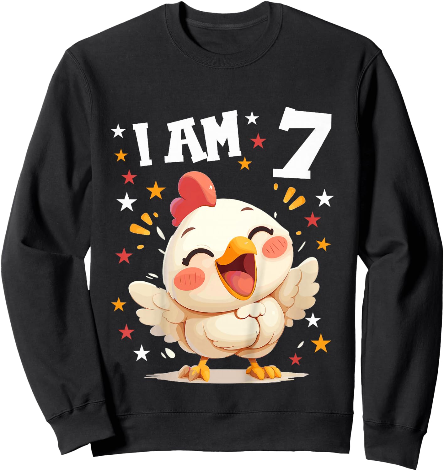 Kids 7 Years old 7 birthday Chickens Boy Girl Chicken Sweatshirt - Sweatshirt | Black