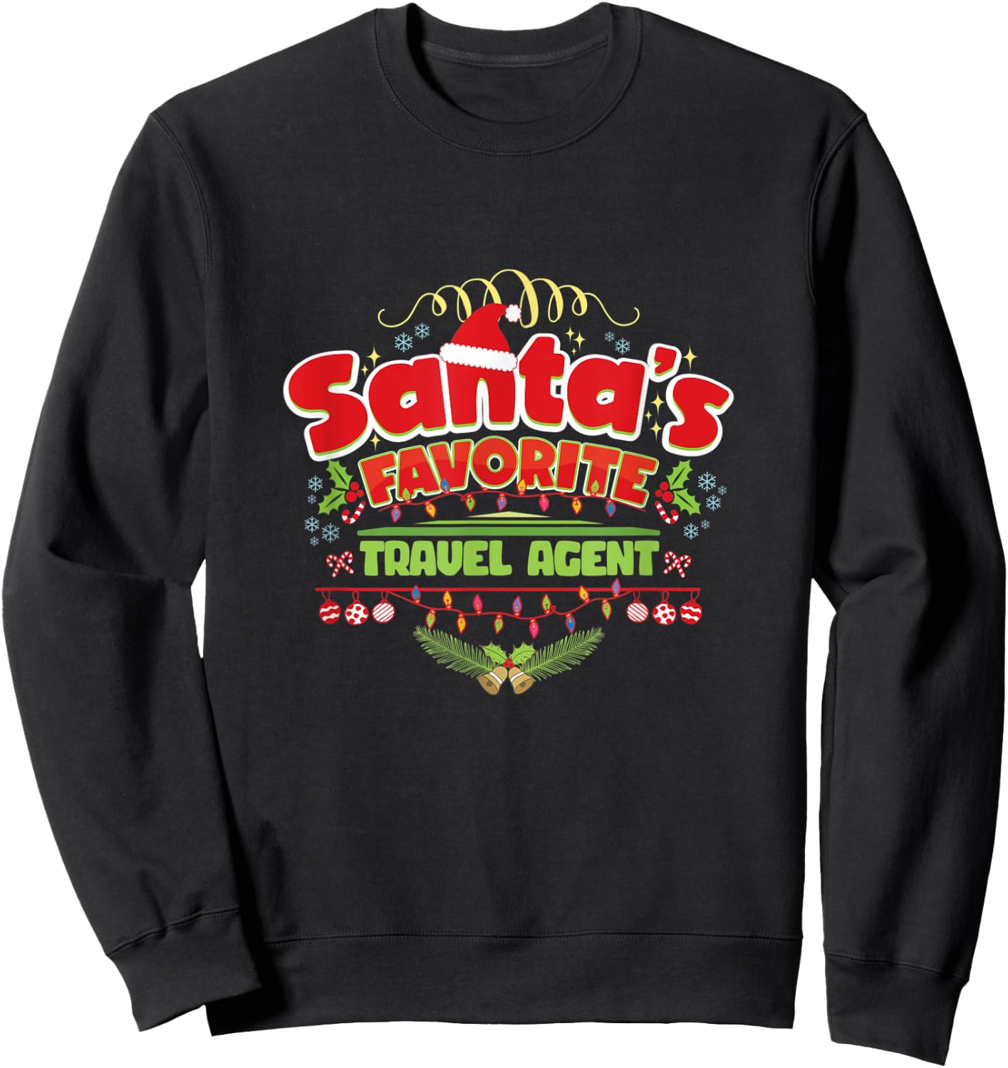 Funny Santa Xmas Gift, Christmas Gifts For Travel agent Sweatshirt - Sweatshirt | Black