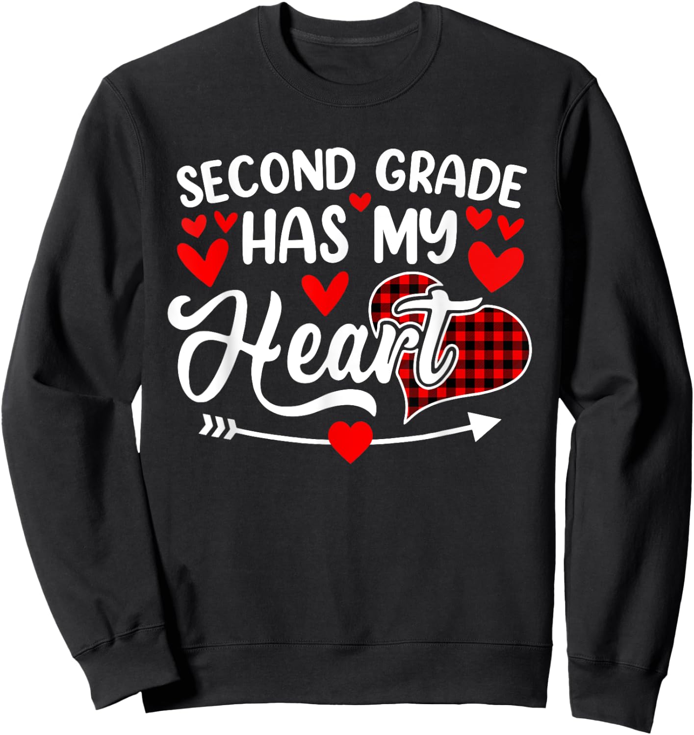 Second Grade Has My Heart Funny Valentine's Day Teacher Sweatshirt - Sweatshirt | Black