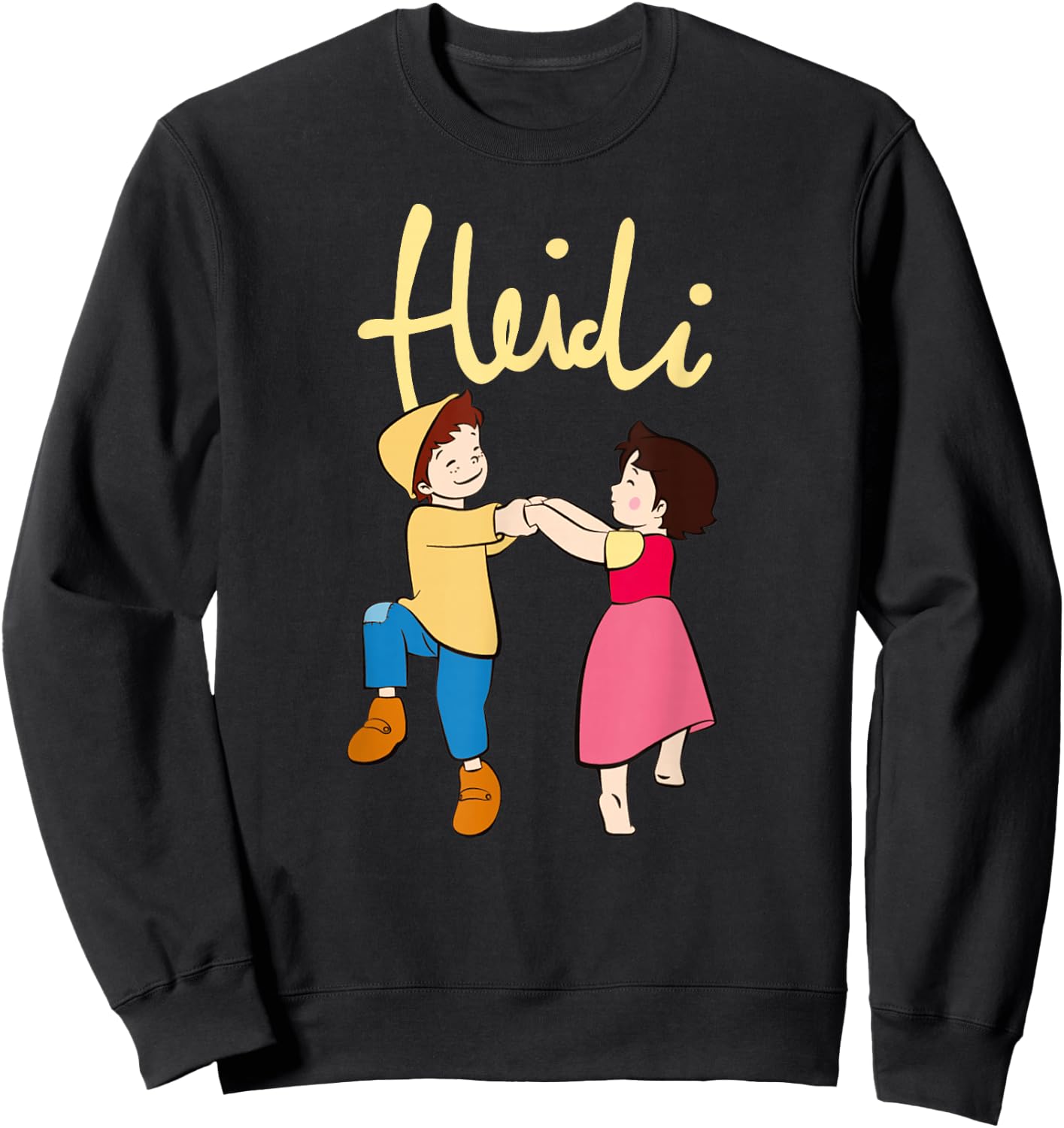 Heidi and Peter Dancing with Logo Yellow Cartoon TV Series , black Sweatshirt - Sweatshirt | Black