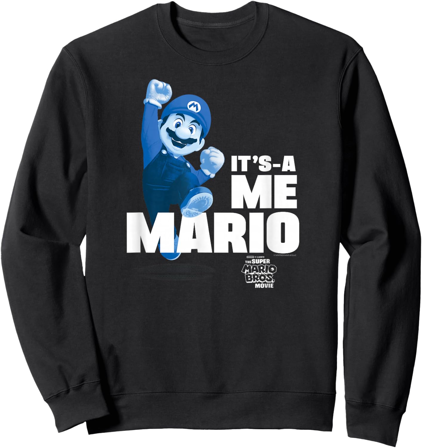 The Super Mario Bros. Movie It's-a Me Mario Portrait , blue Sweatshirt - Sweatshirt | Black