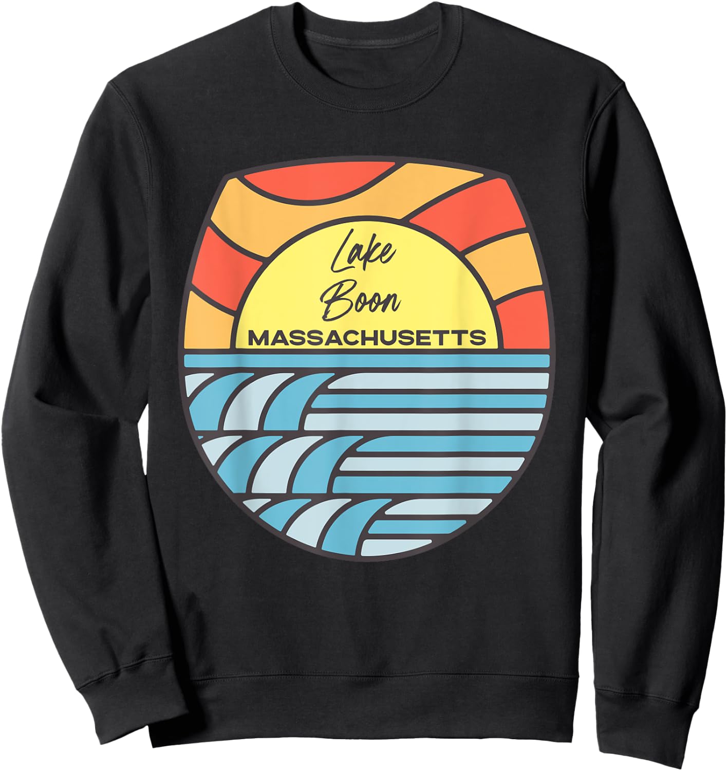 Lake Boon Massachusetts MA Sunset Vacation Souvenir Sweatshirt - Sweatshirt | Black