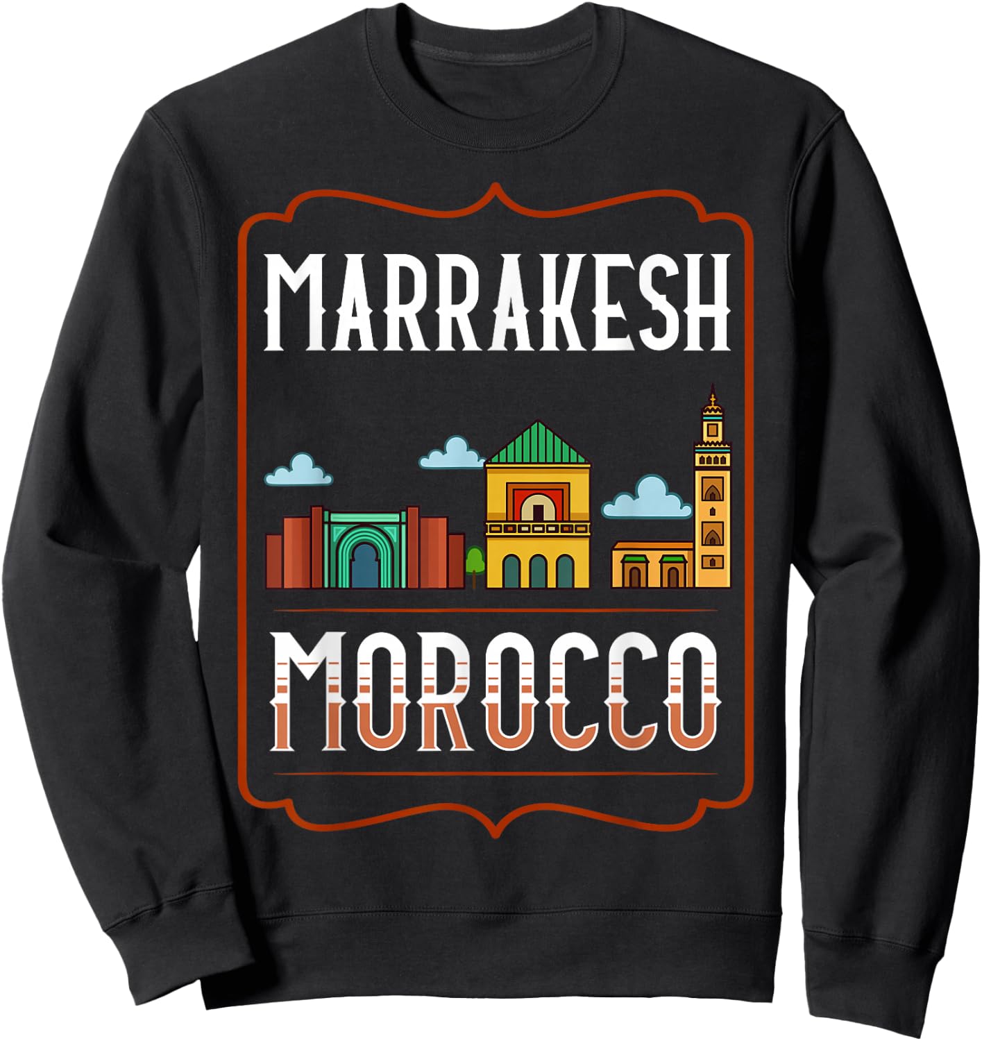 Marrakesh Morocco City Skyline Map Travel Sweatshirt - Sweatshirt | Black