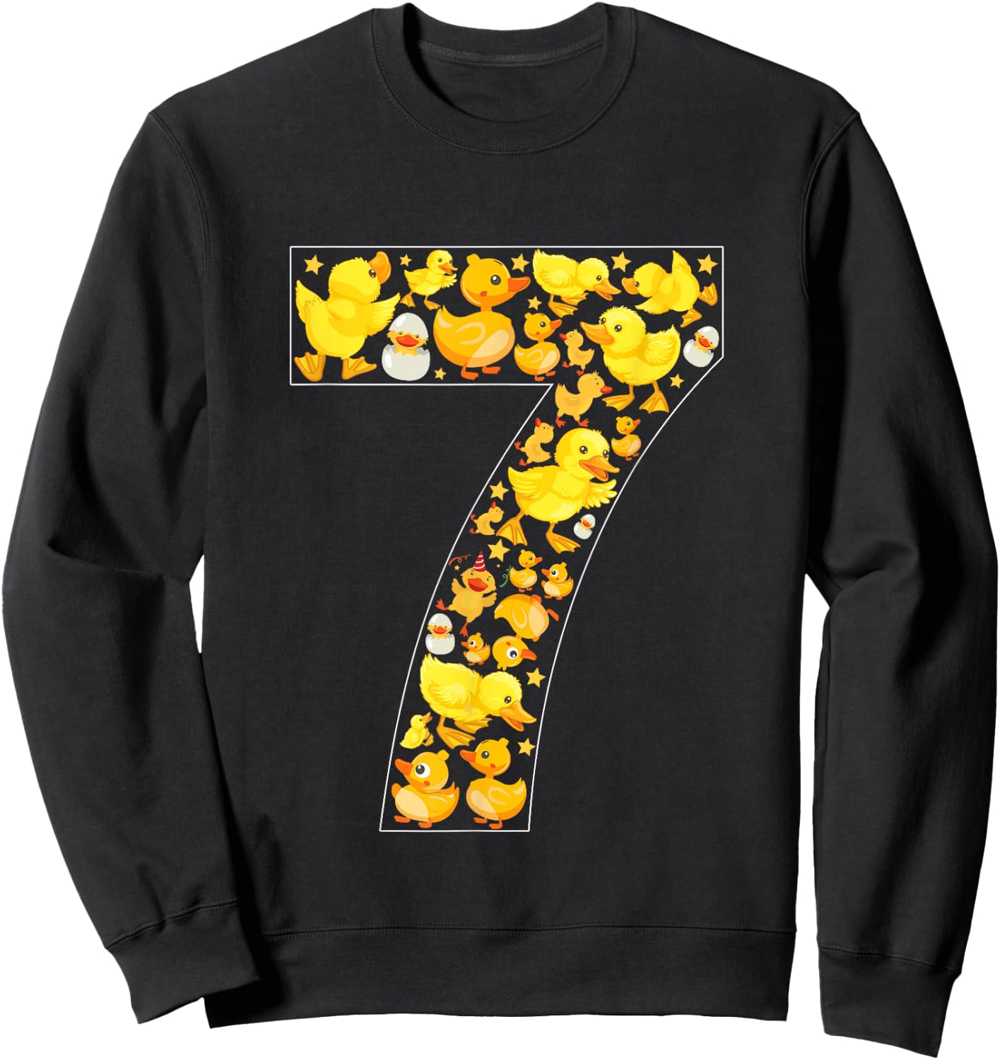 7th Birthday Cute Duck Theme 7 Year Old Boy Girl Birthday Sweatshirt - Sweatshirt | Black