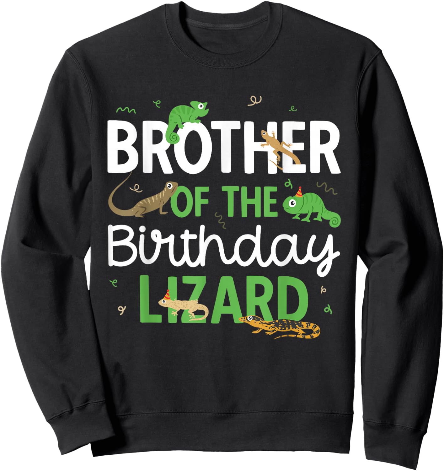 Reptile Brother Of The Birthday Lizard Themed Birthday Sweatshirt - Sweatshirt | Black