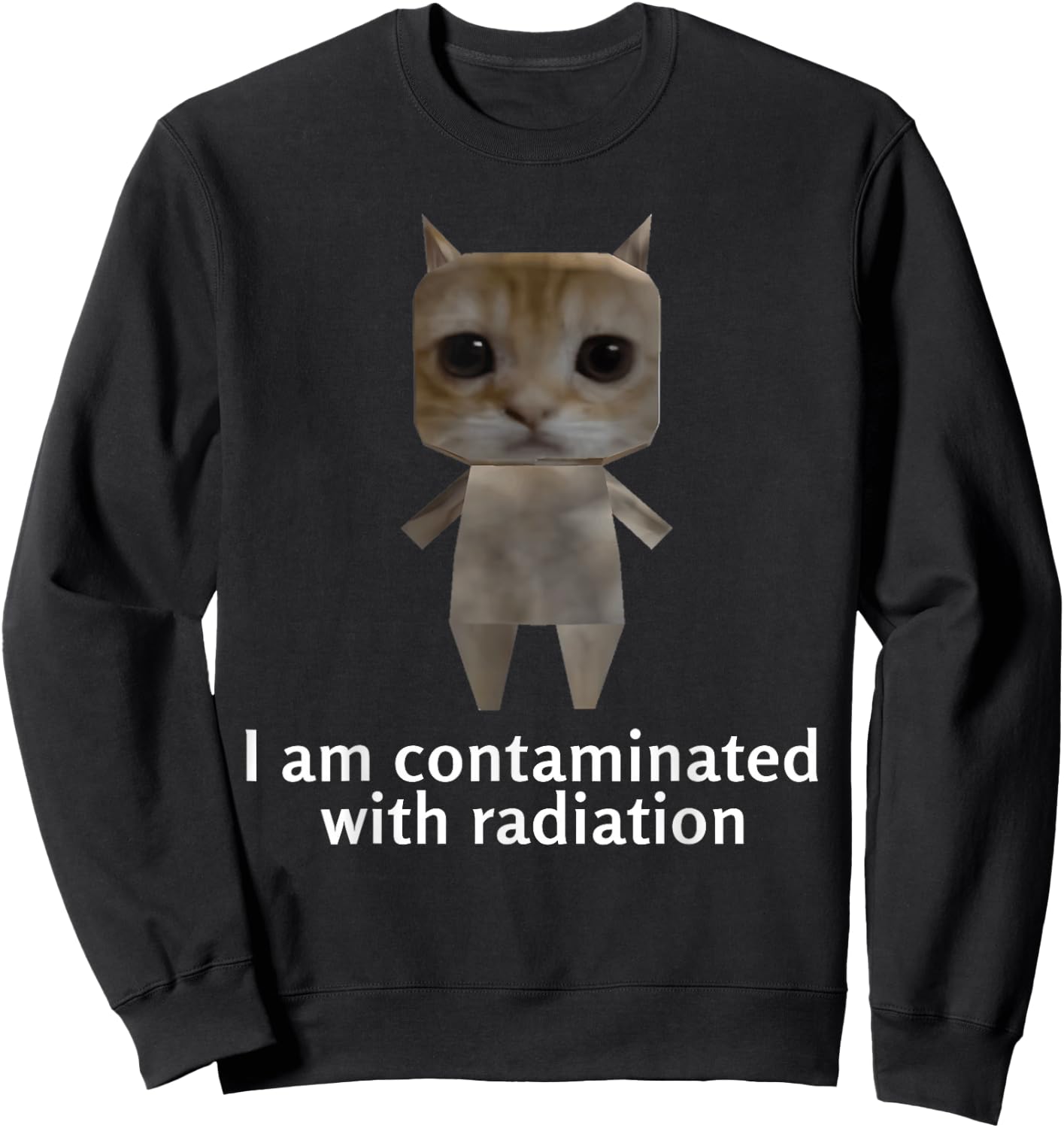I Am Contaminated With Radiation Kids Funny Ironic Cat Meme Sweatshirt - Sweatshirt | Black