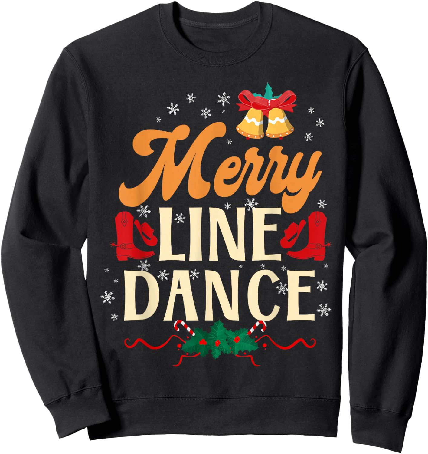 Country Line Dance Dancer HD0 Merry Line Dance - Women's Black Small Classic Fit Short Sleeve Sweatshirt - Sweatshirt | Black
