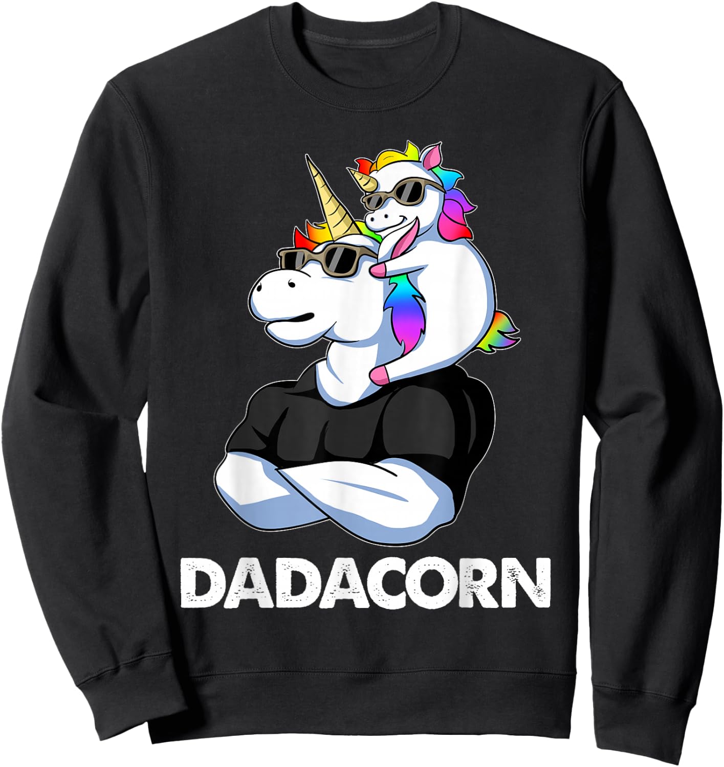 Dadacorn - Unicorn Dad and Baby Christmas Papa Father's Day Small Sweatshirt - Sweatshirt | Black