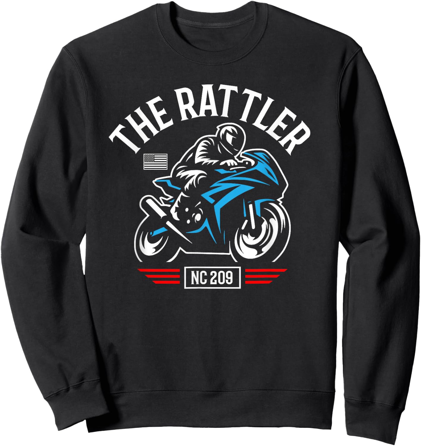 The Rattler NC 209 USA Motorcycle Design Sweatshirt - Sweatshirt | Black