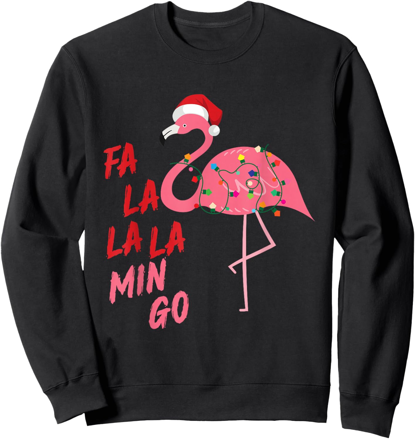 Singing Flamingo Santa FALA Christmas Xmas Family Adult Kids Sweatshirt - Sweatshirt | Black