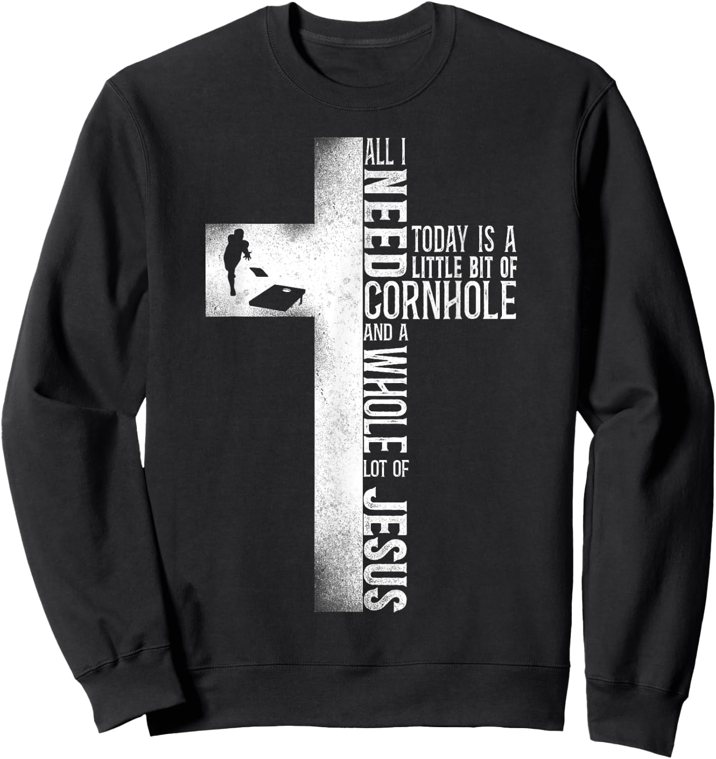 Cornhole Team Bean Bag Player Champ Cross Faith Jesus Sweatshirt - Sweatshirt | Black