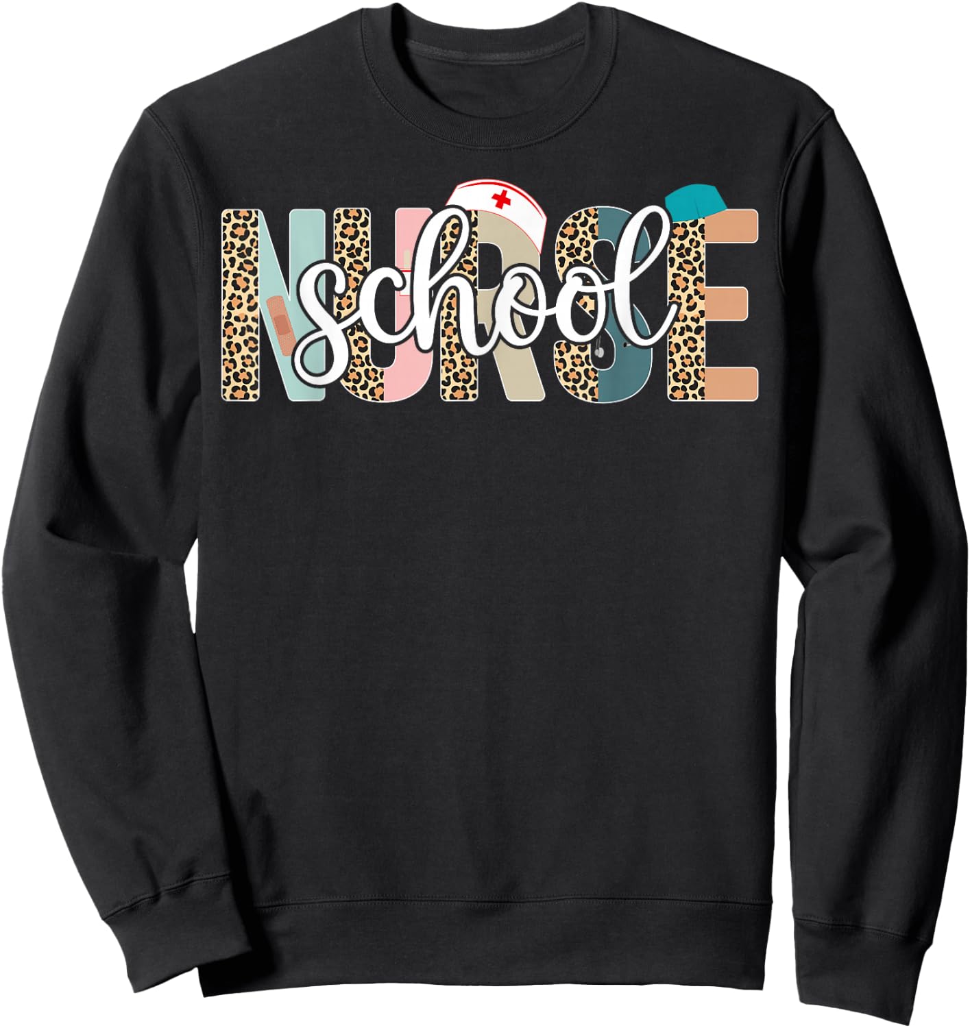 School Nurse - Nurse Life, Nurse's Day Week, Leopard Sweatshirt - Sweatshirt | Black