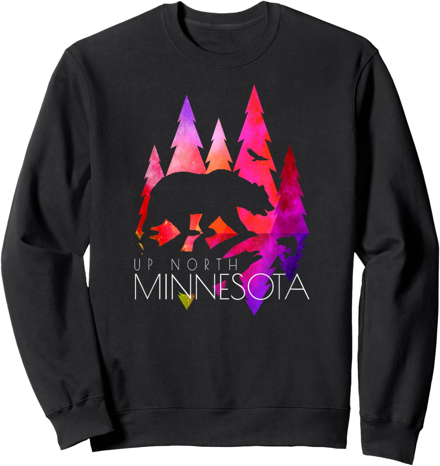 Minnesota - Stylish Up North Colorful Bear - Minnesota Sweatshirt - Sweatshirt | Black