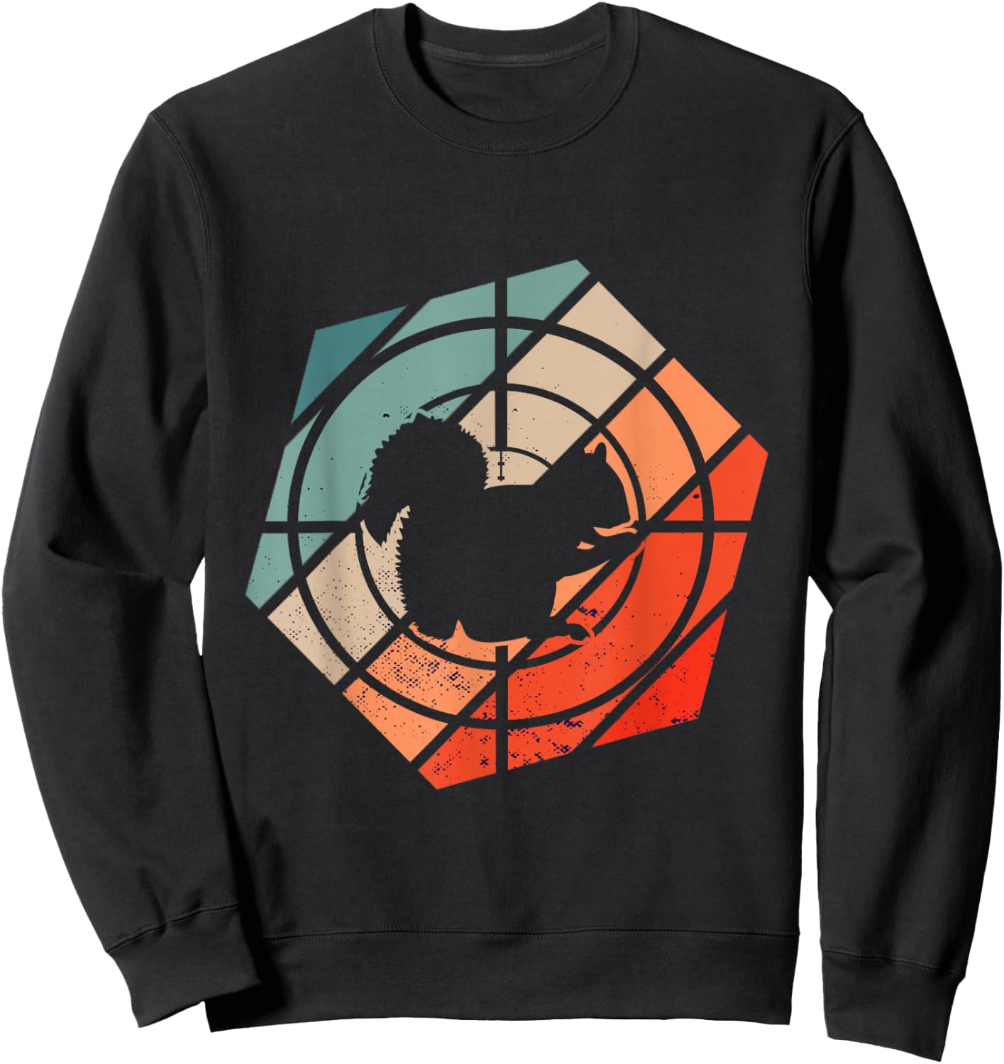 Target Scope Hexa Squirrel Hunter Retro Squirrel Hunting Sweatshirt - Sweatshirt | Black