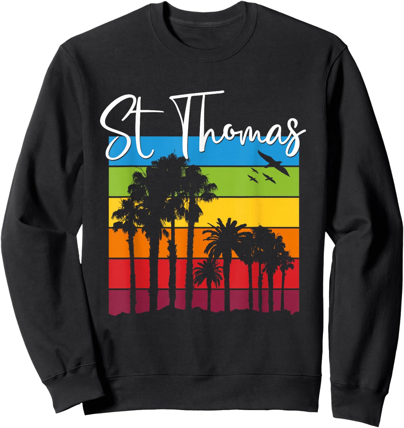 St Thomas Lover Rainbow Palm Trees Vacation Souvenir Sweatshirt - Sweatshirt | Black