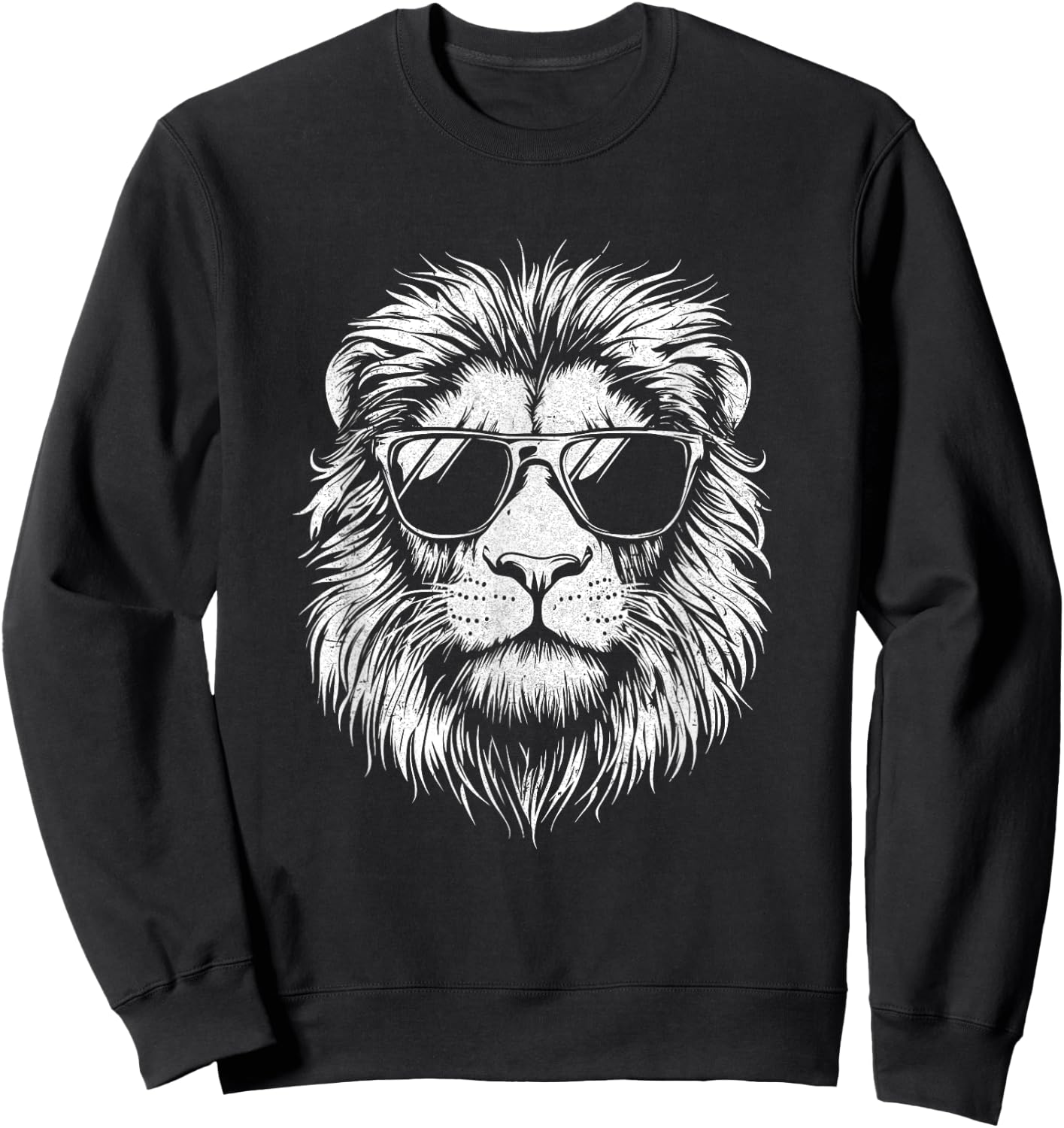 Cool Lion Wearing Sunglasses Graphic Art Leo Design Sweatshirt - Sweatshirt | Black