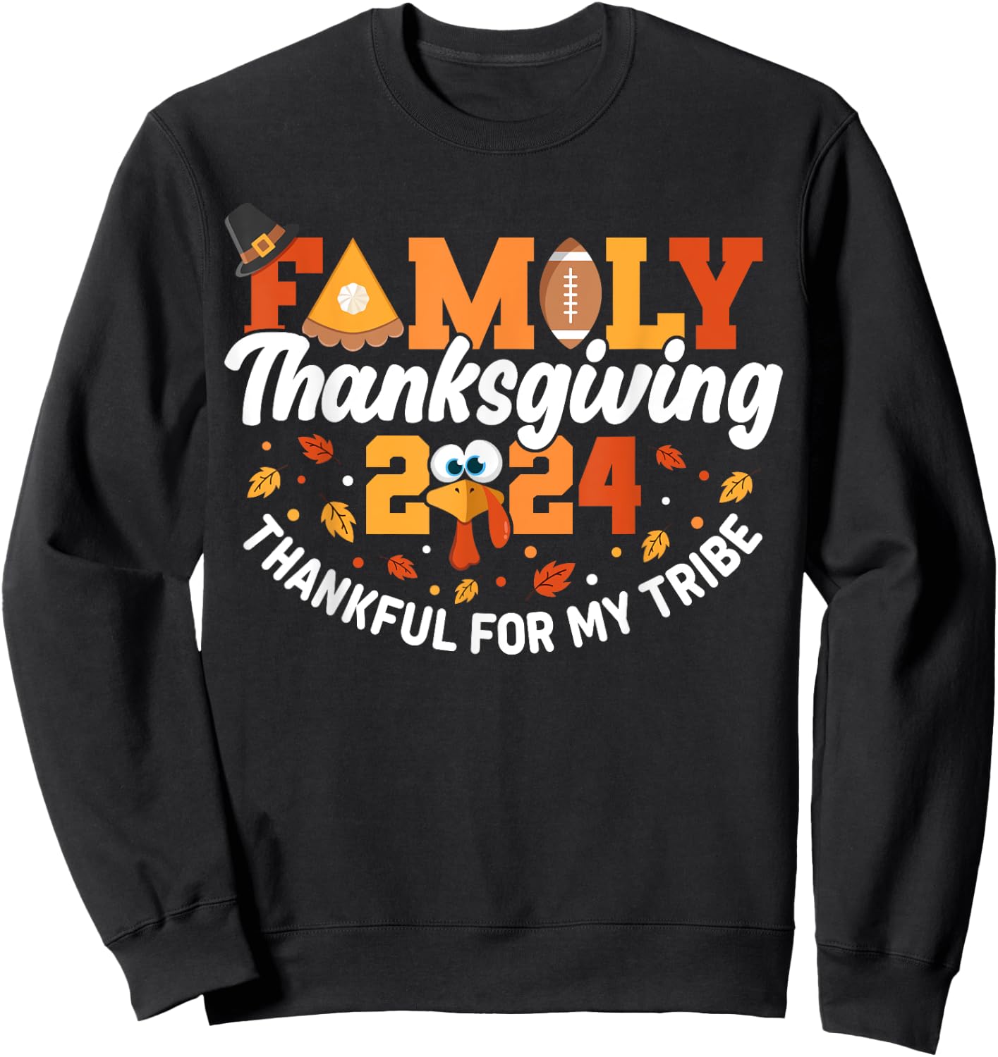Family Thanksgiving 2024 Matching Outfit Turkey Squad Group Sweatshirt - Sweatshirt | Black