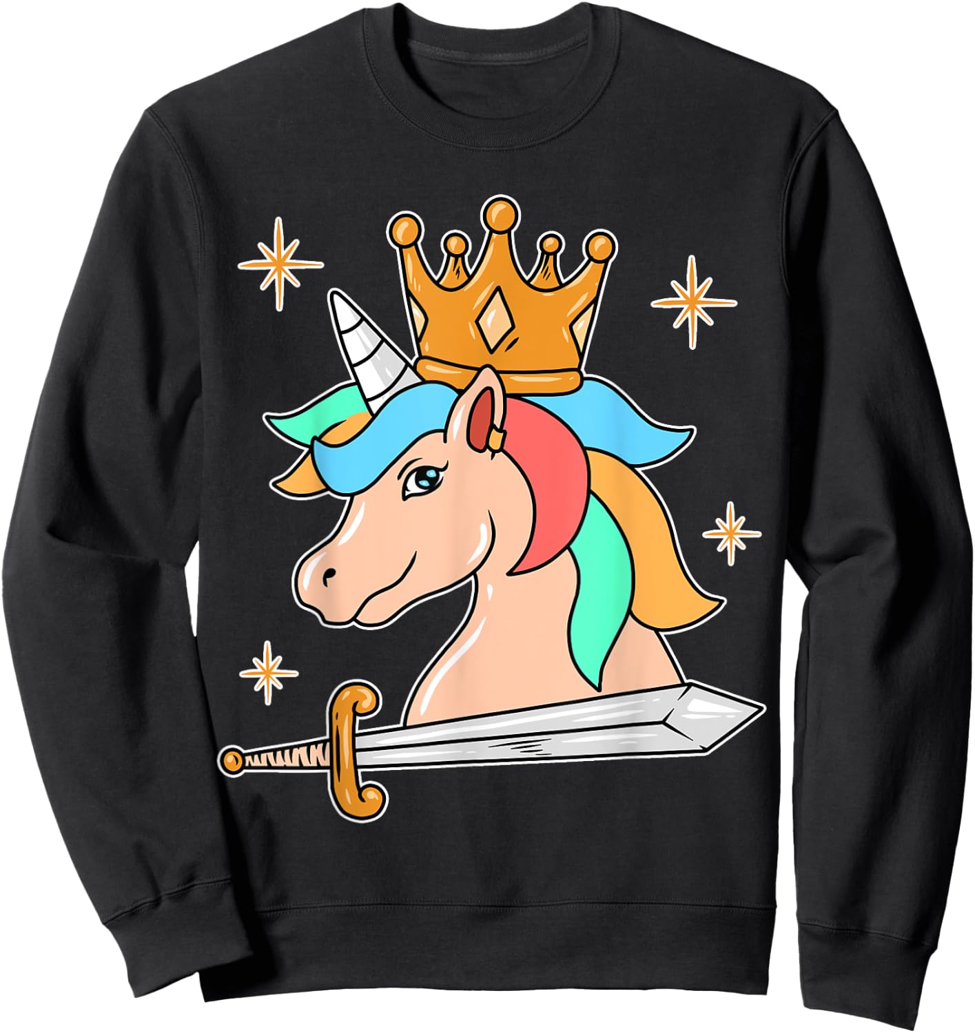Sword Cute Unicorn Sweatshirt - Sweatshirt | Black