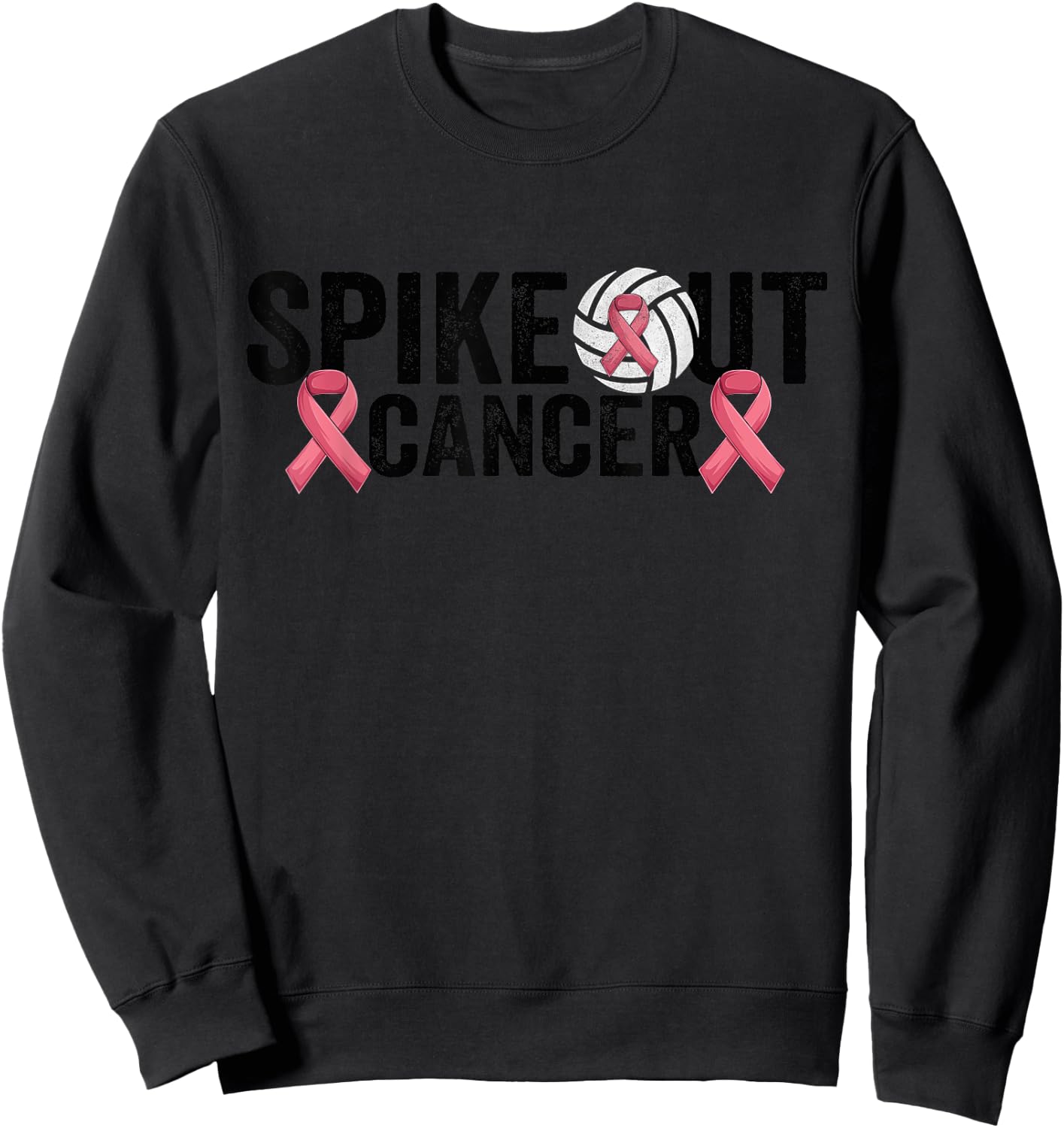 Spike Out Cancer Volleyball Breast Cancer Awareness Sweatshirt - Sweatshirt | Black